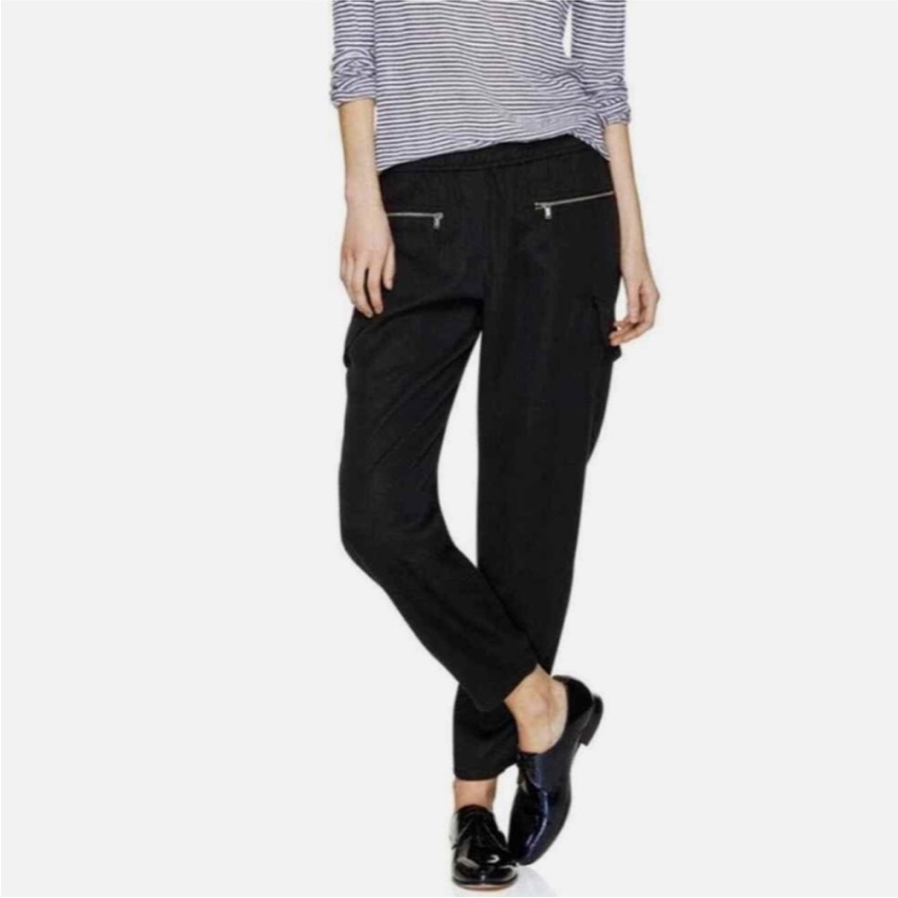 VEUC Aritzia Babaton Reagan Lyocell Relaxed Fit Slim Leg Cargo Pants Black-SizeS